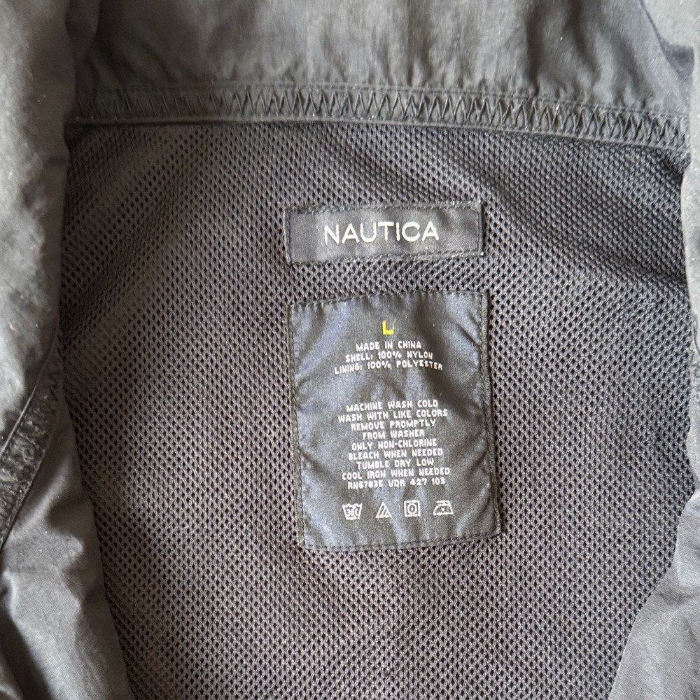Nautica Men's Windbreaker in Black with Yellow Accents - Picture 4 of 12